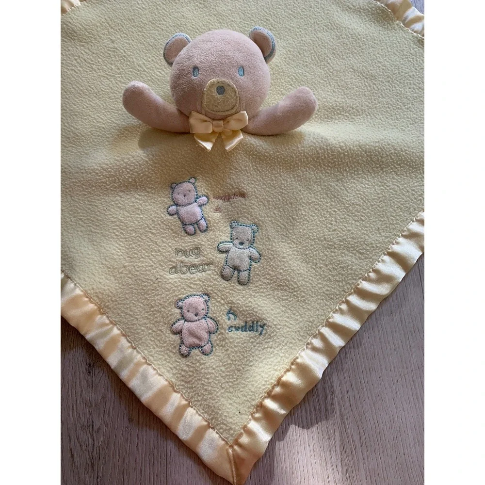 Carters Classics Yellow Bear Security Blanket Lovey Satin Trim Huggable Cuddly